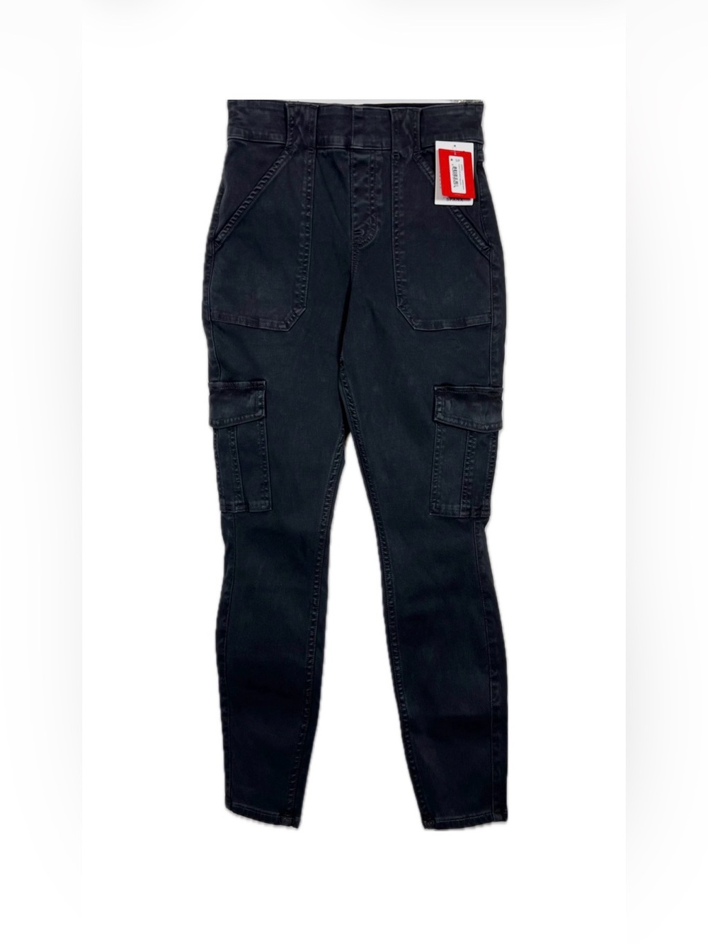 SPANX NWT Stretch Twill Ankle Cargo Pants Size Small Washed Black Color
